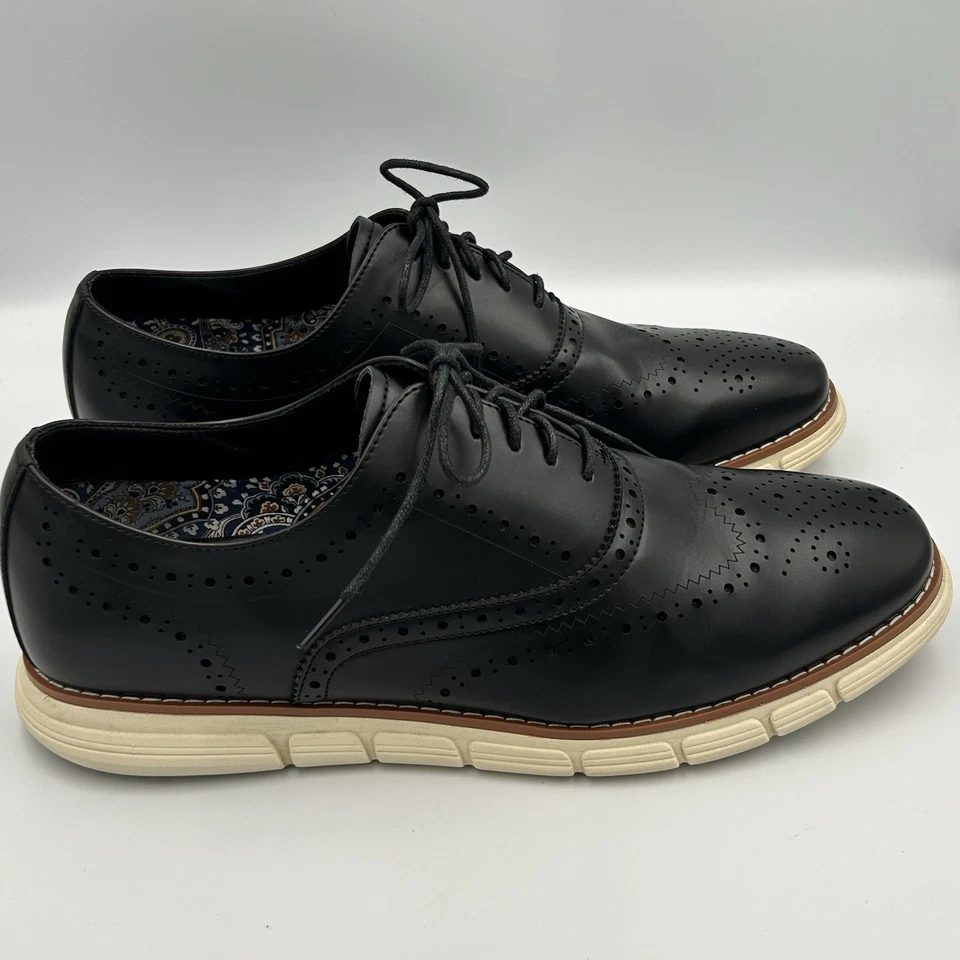 BRUNO MARC NEW YORK Mens Grandwing Black Wingtip Dress Shoes Size 13 - Image 2 of 4