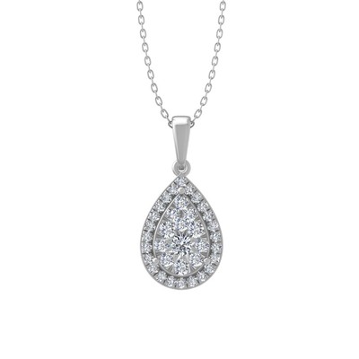 Halskette mit Anhänger 0,5 kt im Labor gezüchteter Diamant 10 K Weißgold 18 Zoll Silber Kabelkette