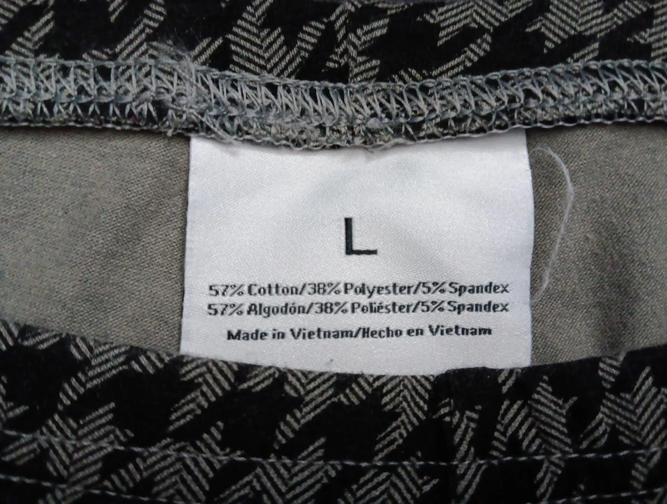 Leggings a Cuadros Pata de Gallo Grandes Negros Gris Ligeros 31" Cintura X 28" Entrepierna Foto 3 de 4