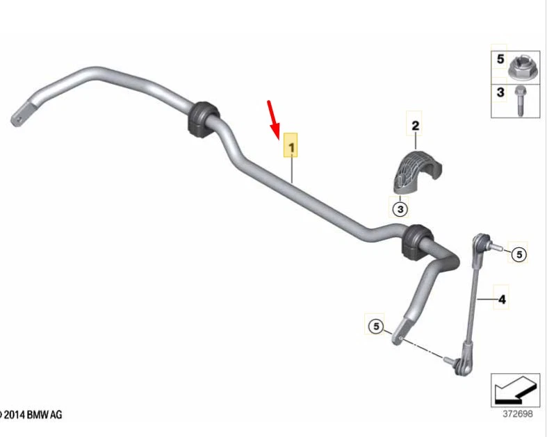 MINI CLUBMAN F54 Front Anti Roll Bar 31306859886 NEW GENUINE - Image 4 of 4