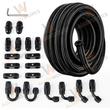 AN6 6AN Fuel Line Kit AN6 6AN Nylon Braided Fuel Line Hose Fitting Kit CPE 20FT