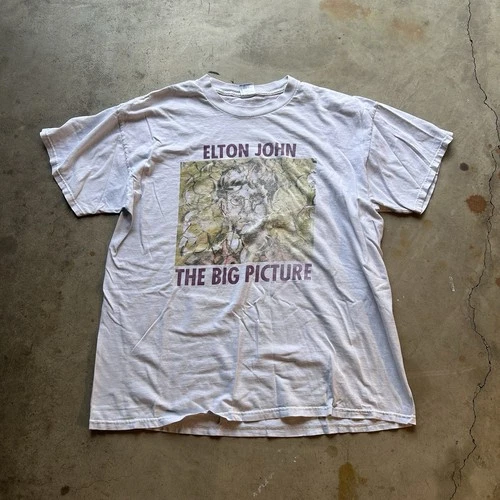 Elton John The Big Picture T-Shirt Medium White 1990s vintage concert t-shirt, vintage, size M, single stitch, B+ condition