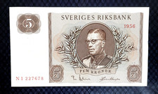 1956 SWEDEN - 5 KRONOR - AUNC - L3