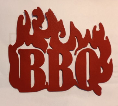 BBQ Buchstaben in Flammen Metallschild Garten Haus Grill Party Geschenk 200 mm x 170 mm