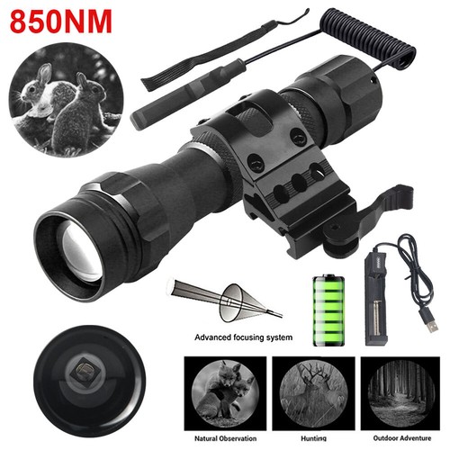 Linterna LED Infrarroja Antorcha Zoom IR 850nm/940nm Caza Rojo/Verde Luz Blanca - Imagen 30 de 30