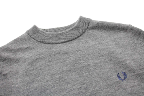 FRED PERRY K7209 Jumper Men's SMALL Merino Wool Crew Neck Tight Knit Melange - Picture 4 of 8