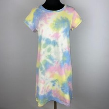 Pink Lily T-Shirt Dress Womens S Colorful Tie Dye Hippie Beach Travel Vacation