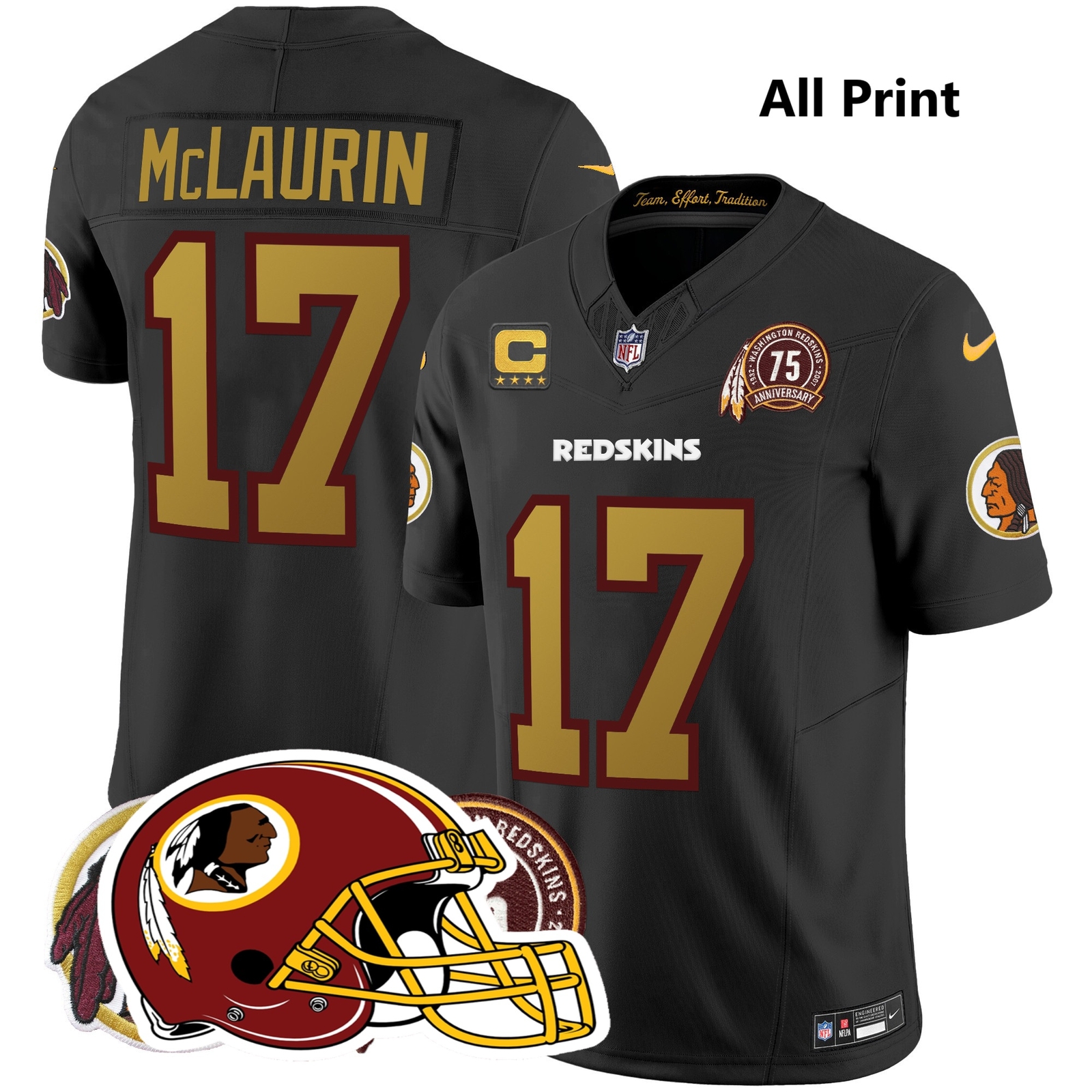 WashingtonxRedskins #17 TerryMcLaurin 75thPatchThrowback-All Print
