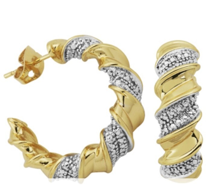 14k Yellow Gold Plated Rhodium Brass Diamond Earrings Birthday Gift