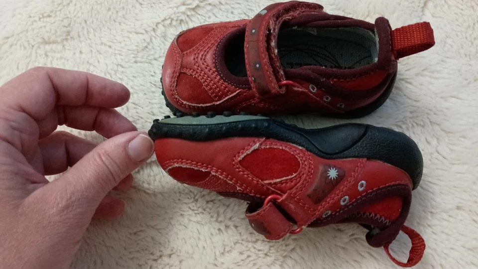 Merrell Toddler Infant 4 Shoes Red Mary Jane Leather Baby Shoe - Image 4 of 4
