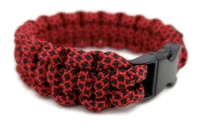 Paracord Bracelet 550 Black Tactical 3/8" Buckle (Imperial Red Dia.) Hand Made 