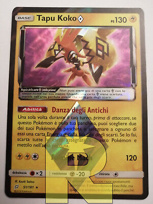 Tapu Koko Prisma Spiel Von Squadra 51/181 Rare Holo Foil Pokemon  Italienisch