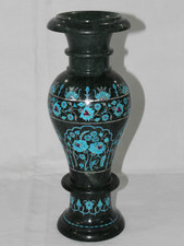 14" Marble flower vase / Stone inlay vases / Handmade Gemstones inlay Work