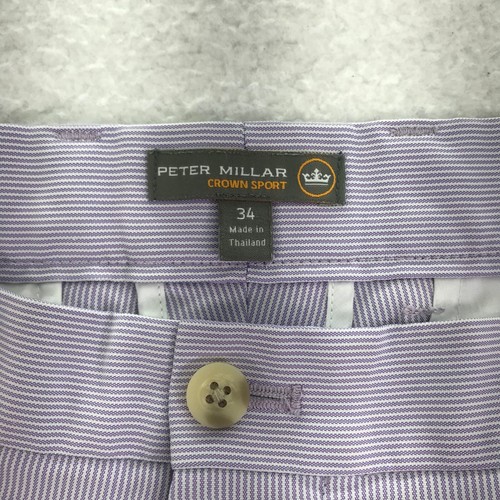 Peter Millar Shorts Mens 34 (35) Purple Striped Crown Sport Flat Front Golf - Picture 6 of 9