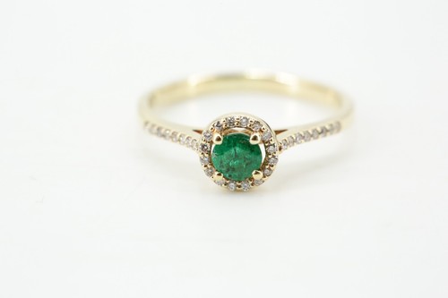 0,22 ct. Smaragd Ring 585 Gold Brillanten 0,09 ct. F-G SI1 Ringgröße 49 || 1,66g - Bild 7 von 8