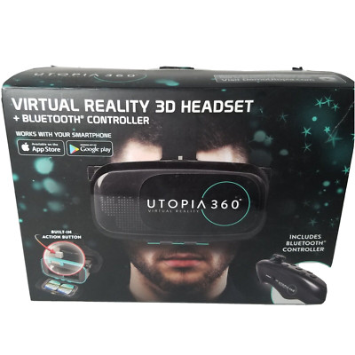 Utopia 360 Virtual Reality 3D Headset + Bluetooth Controller Smartphone VR