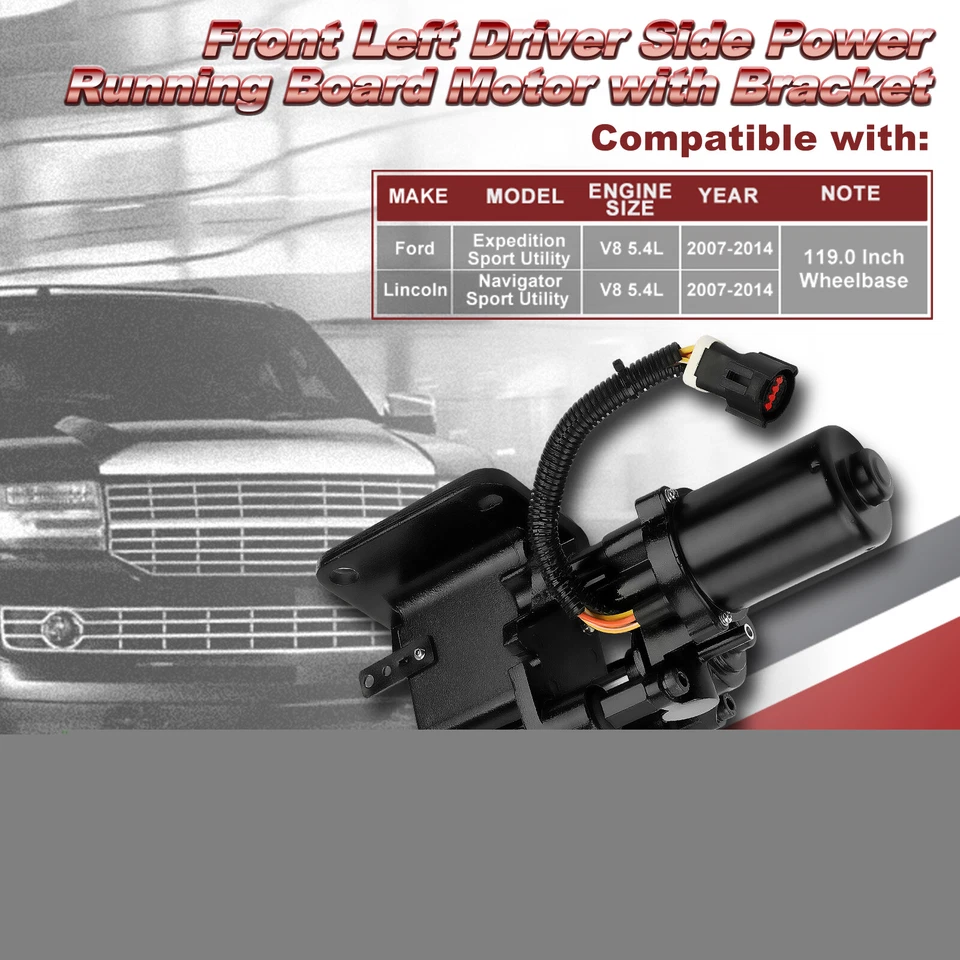 Left Power Running Board Motor for Ford Expedition 2007-2014 Lincoln Navigator - Imagem 2 de 4