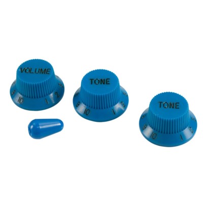 SET BLAUE KNÖPFE + TIP STYLE FÜR STRATOCASTER USA & MEXICO FÜR 24 SPLINE TÖPFE