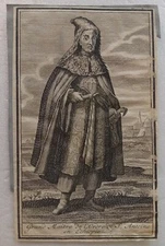 Antique Engraving XVIII Grand Master of the Order of St. Anthony in Ethiopia