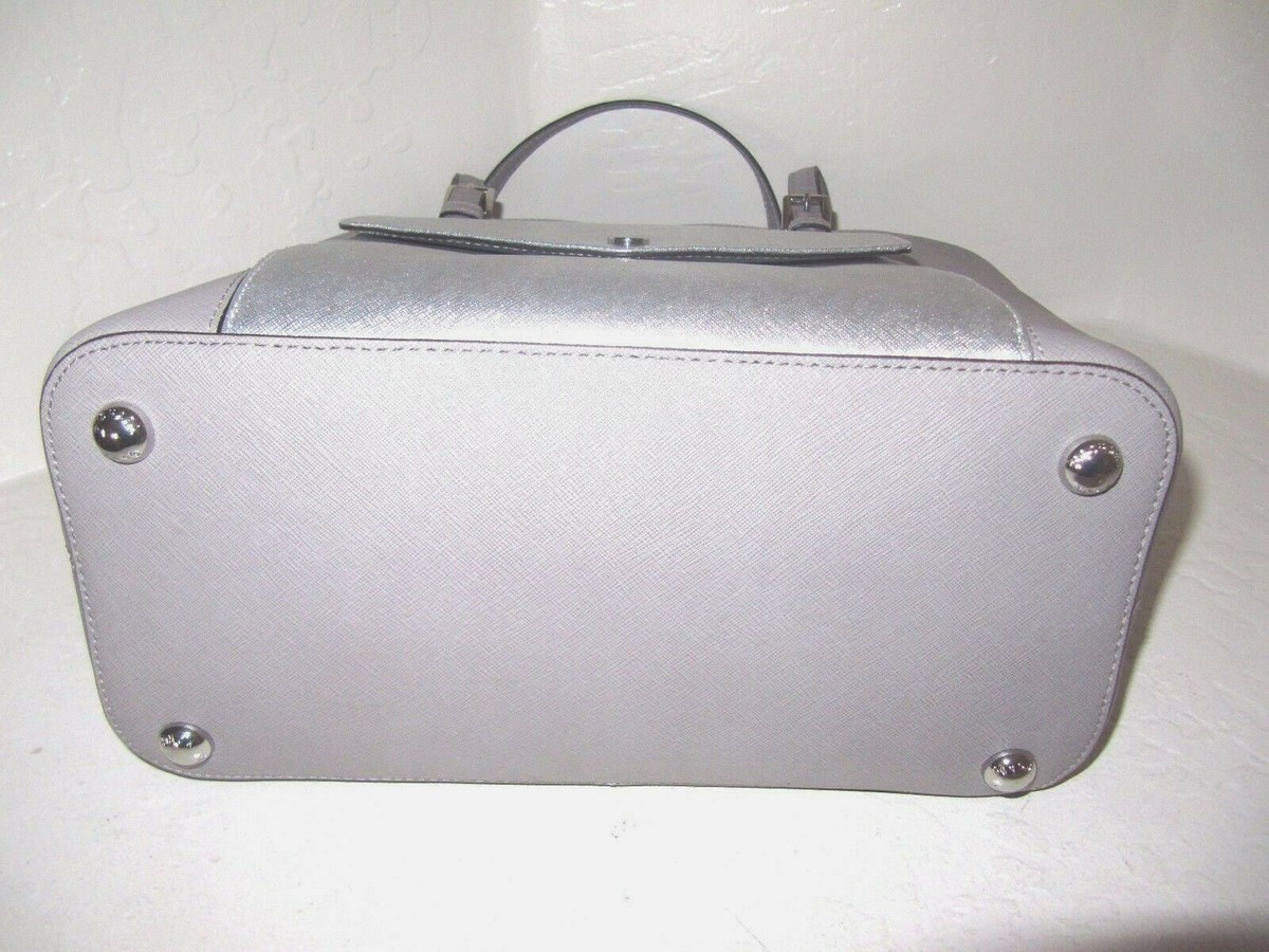 Michael Kors Pearl Grey Leather Jet Set Large Multi Function