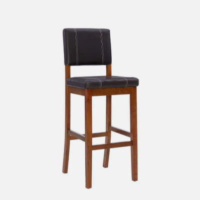 Linon Home Decor Bar Stools High Back Wood Faux Leather Seat