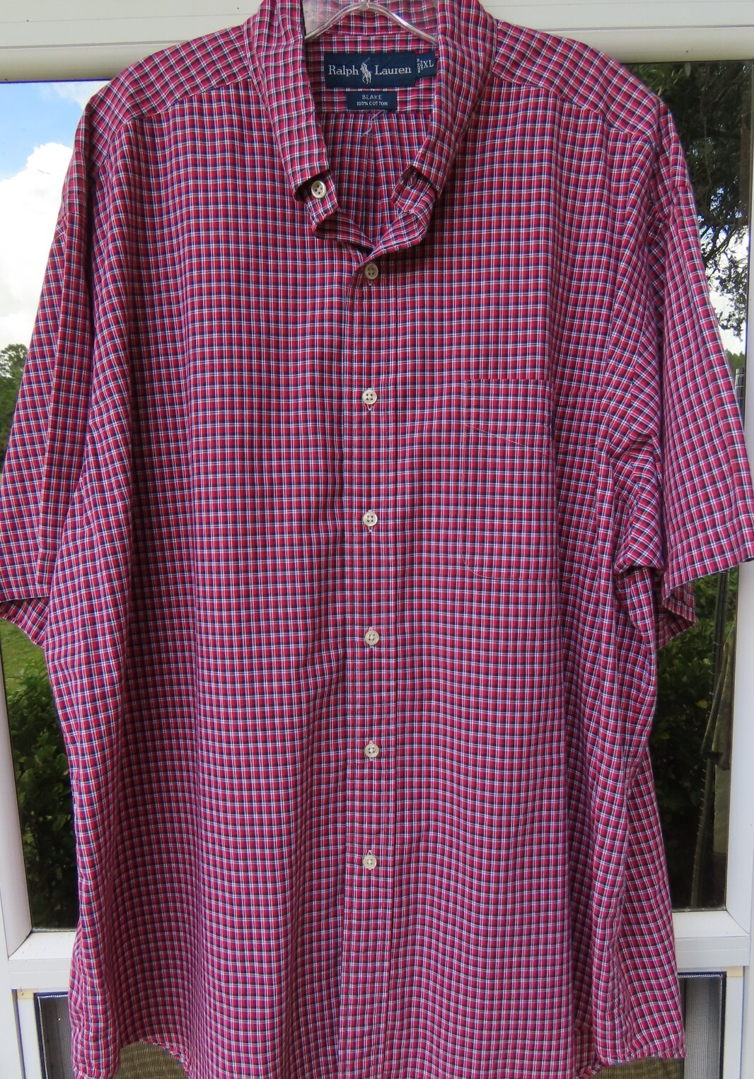Polo Ralph Lauren Blake uomo rosso blu bianco mini check pony camicia casual XL USATA IN OTTIME CONDIZIONI