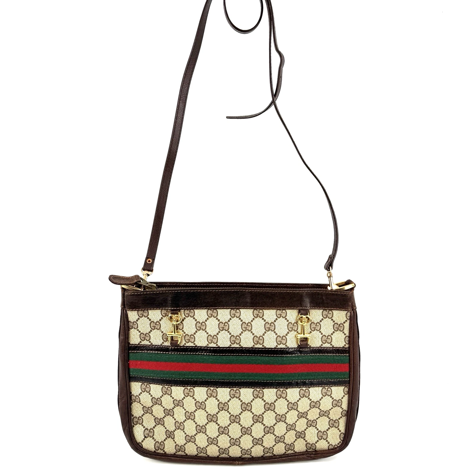 Sac bandoulière vintage GUCCI ligne sherry messenger bag beige authentique