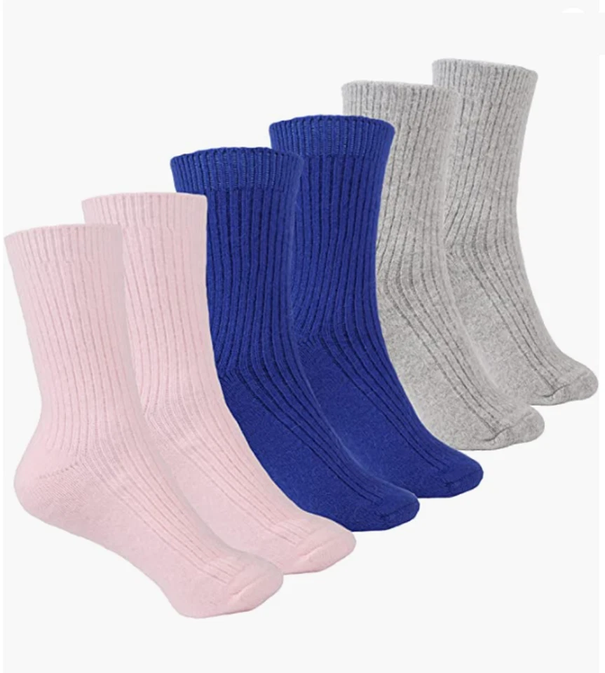 3 pares de calcetines térmicos gruesos 100 % lana multicolor de invierno para mujer de EE. UU. Foto 4 de 4