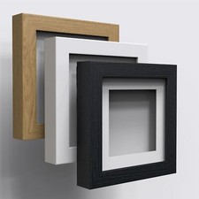 3D 1" Deep Box Picture Frame Display Memory Box White Mount