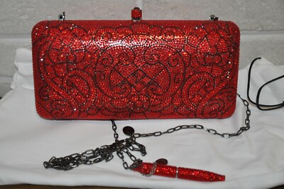 Authentic Sylvia Toledano Paris Handmade Clutch with Red Swarovski 