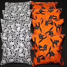 Halloween Cornhole Bean Bags 8 ACA Regulation Bags Skulls  Cats FUN PARTY GAME 