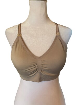 Motherhood Maternity Nursing Bra Size M Gray Full-Busted Seamless Soft Stretch