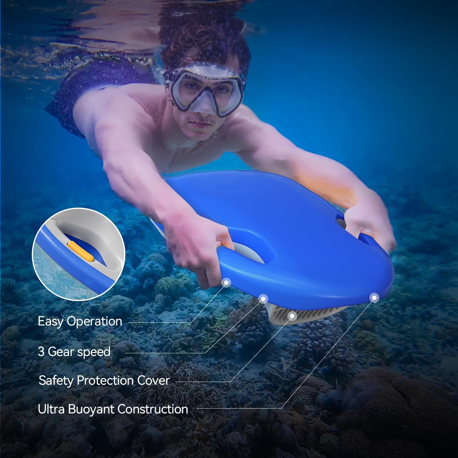 Asiwo Smart Swimming Buoy 3 Speed ​​Modes Creative Water Toy Portable NEW Blue