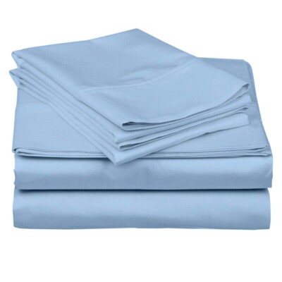 1000 TC EGYPTIAN COTTON BLUE SOLID RV CAMPER BUNK BED SHEET SET ALL SIZES 