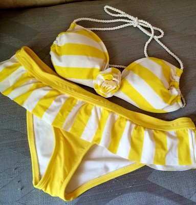 yellow tube top swimsuit