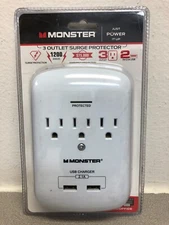 Monster Just Power It Up 3 outlets/2-2.1 USB ports Wall Tap Surge Protector