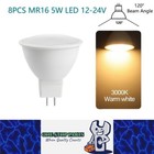 8 x MR16 5W LED Spotlight AC/DC 12V-24V 120 Degree 3000K Warm White Downlight