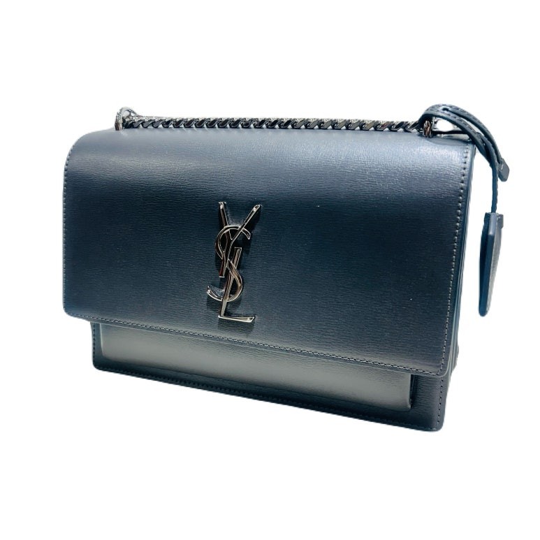 Borsa a tracolla Saint Laurent YSL Sunset in pelle con monogramma e catena grigio 442906