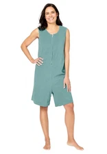 Dreams & Co. Plus Size Zip-Front Terry Romper