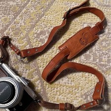 Genuine Leather Camera Strap Handmade Cowhide Brown Used