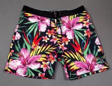 Hurley Phantom Garden Board Shorts Mens 30x6.5 Black Multicolor Tropical Floral