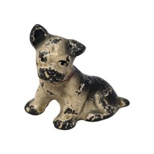 Antique 1.5 Cast Iron Mini Sitting Brown Boston Terrier Paperweight