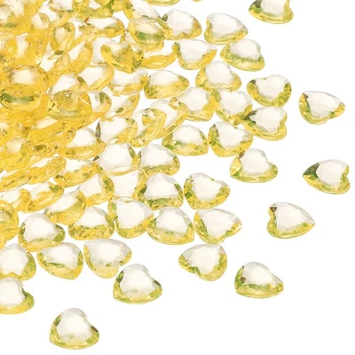 250 pièces pierres précieuses en acrylique coeur, ornements de remplissage de vase boule en forme de coeur, jaune - Photo 1/4