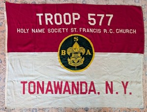 Boy Scouts Troop 577 Tonawanda NY Vintage Annin Wool Flag 65" x 50.5"