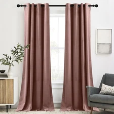 RYB HOME Mauve Velvet Curtains 2 Panels Set, Room Darkening, Thermal Insulate...
