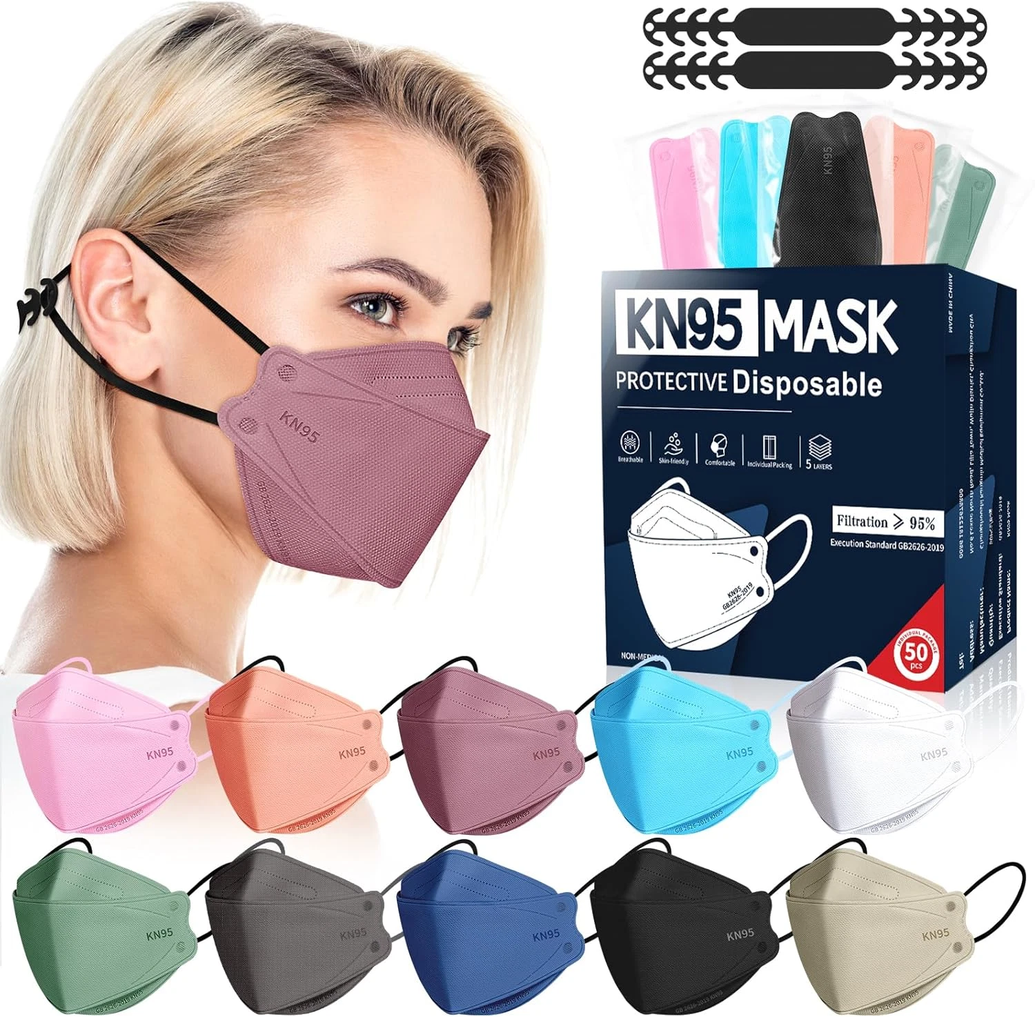 FENFEN KN95 Face Masks Disposable Adults - 50 Pack 5 Layer Protection Dust Breat
Opens in a new wind
