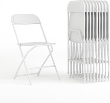 Hercules Set of 10 Heavy-Duty Folding Chairs, 650-Lb Capacity, White