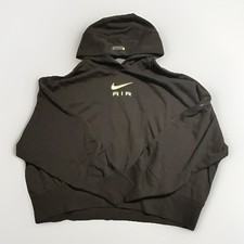 New Nike Air Womens Black Crop Fit Oversized Pullover Hoodie Size Large