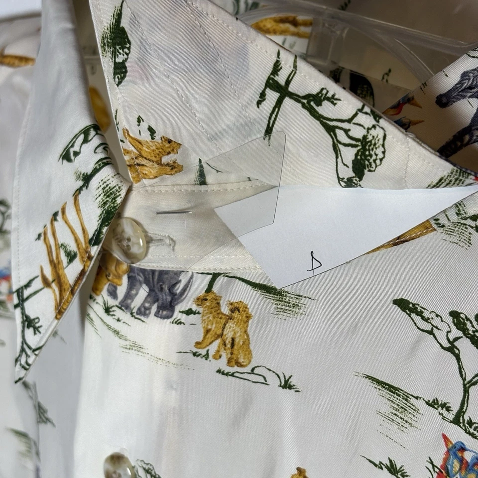 Bullock & Jones Shirt Safari Animal Print Button Collar Short Sleeve Men XL USA - Image 4 of 4