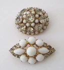 Vintage Lot Milk Glass Cabochon/Crystal Rhinestone Pins Austria